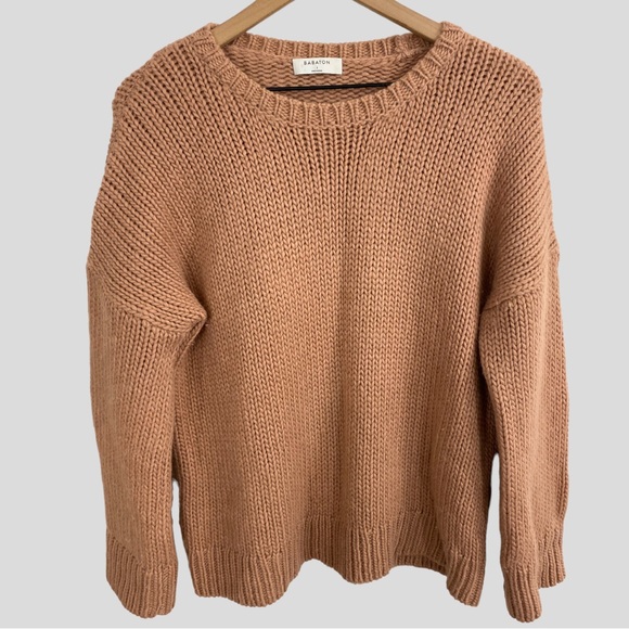 Babaton Sweaters - Babaton Pink Tan Wool Acrylic Alpaca Blend Chunky Sweater